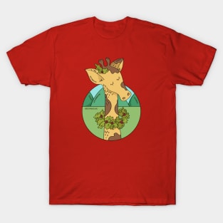 Cute Christmas Giraffe Illustration // Festive Animal Cartoon T-Shirt